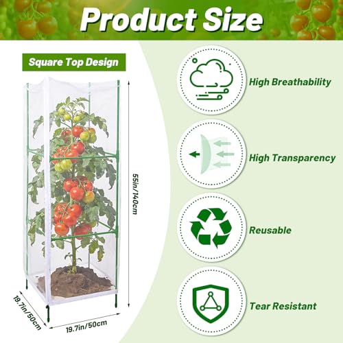 3Pcs 55"×19.7" Garden Bird Netting Plant Cover for Square Plant Cage - size: Square Cage Covers（Cover Only）