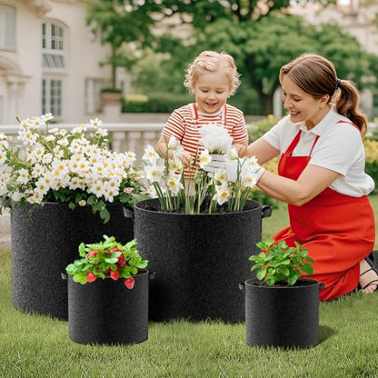 Land Guard 4-Pack Fabric Grow Bags 10 Gallon, Thickened Nonwoven Garden Pots, Growing Bags with Handles, Black - size: 10 Gallon