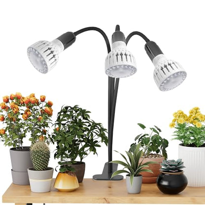 GooingTop Grow Light,24W (160Watts Equiv) 5000K White Full Spectrum LED Growing Lamp Clip on Desk for Indoor Plants,Bulbs Replaceable & Non-dimmable (Black, 240W) - size: 240W
