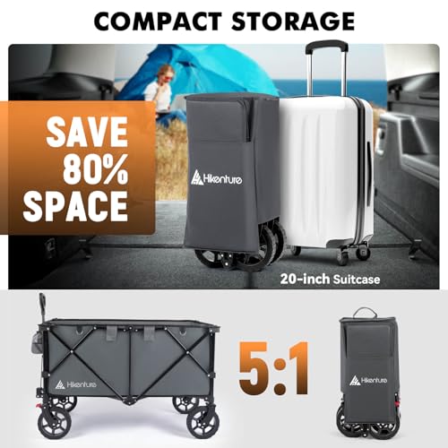Hikenture Collapsible Wagon 330LBS Capacity, 200L Extra Large Wagons Carts - color: Gray, size: 7 cu ft / 200 L