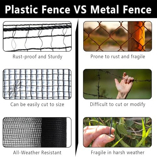 POYEE Deer Fence Netting 5x100ft Plastic Mesh Netting for Garden Protection - color: Black, size: 5x100ft