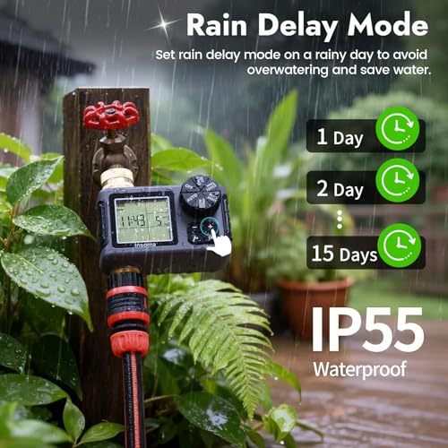 Water Timer for Garden Hose with 100% Metal Pipe, Programmable Sprinkler Controller for Garden Faucet with Auto/Manual/Rain Delay Mode, Irrigation Timers for Lawn, Yard, Outdoor Plants - size: 1-Zone-MAX