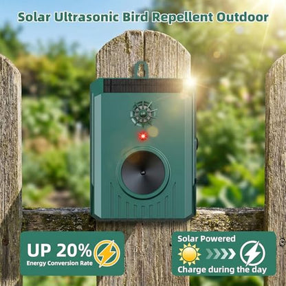 2026 Solar Ultrasonic Bird Repellent Devices Bird Repeller Outdoor Woodpecker Deterrent for House IP65 Waterproof Pigeon Repeller Animal Repellent for Outside Balconies Patio Porch Garden (2)