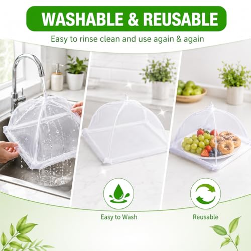 Food Cover,4 Pack Mesh Food Tent,14"x14",White Nylon Covers,Pop-Up Umbrella Screen Tents,Patio Net for Outdoor Camping, Picnics, Parties,BBQ,Collapsible and Reusable - color: 4*14inch