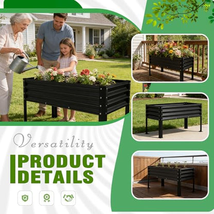 Large Galvanized Raised Garden Bed Outdoor with Legs, Load Capacity 1200LB, 48x26x30in Raised Garden Bed, for Backyard/Patio/Balcony/Gardening/Vegetables Flowers, Black - color: Black