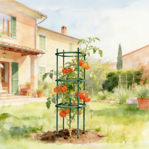 Vego Garden Tomato Cage Tomato Tower 3 Tier for Garden & Pots, Rust-Resistant Tomato Stakes Heavy Gauge Plant Cage Trellis Support for Climbing Vegetables Plants - size: 3 Tier