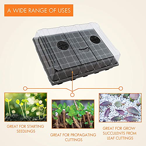 Gardzen 5 Pack Seed Starter Trays with Vented Domes 350 Cell - size: 70-Cell Black Eyes 5-Pack