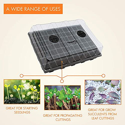 Gardzen 5 Pack Seed Starter Trays with Vented Domes 350 Cell - size: 70-Cell Black Eyes 5-Pack