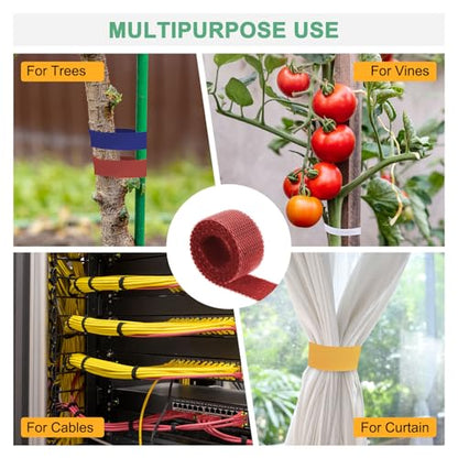 M METERXITY 1-Roll Garden Plant Tape, 33 ft x 0.4 in Garden Hook and Loop Plant Ties Multi-Purpose Use Adjustable and Reusable Twist Wire Tape for Plants/Flowers/Vines [Red] - color: Red, size: 33 ft x 0.4 in