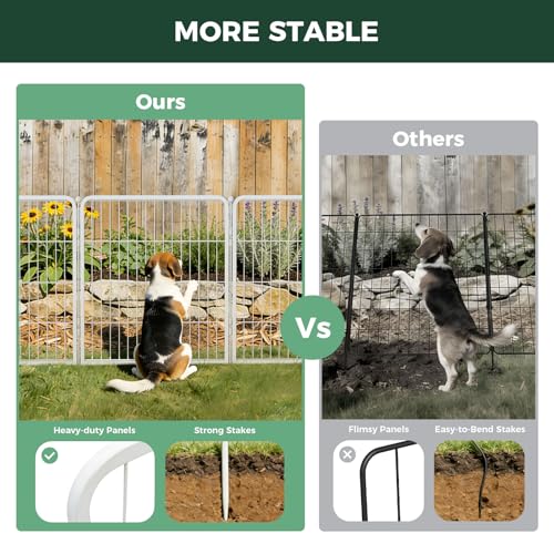 FXW No Dig Garden Fence, Outdoor for Yard, 32in(H) x 36.4ft(L), 16 Panels - color: White, size: 32"H