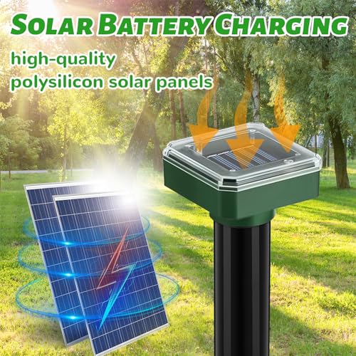 Mole Repellent Solar Powered 10 Pack, Ultrasonic Gopher Vole & Snake Deterrent, IP44 Waterproof Sonic Spikes to Stop Animal Digging, Pest Repeller for Lawn Garden Yard & Landscape Protection