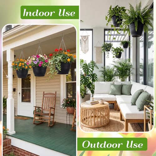 20 Pack Hanging Planter Basket 10 Inch with Drainage Tray - color: Black, size: 10 Inch