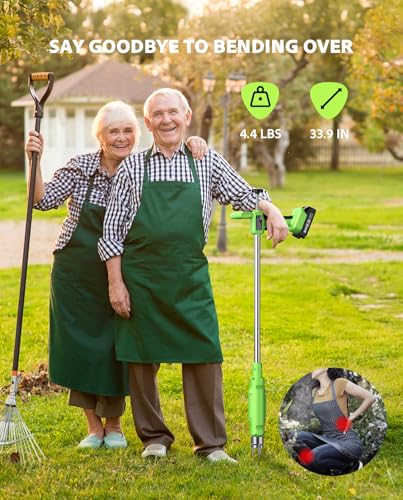 TaskStar Electric Weed Puller Tool: 21V Battery Powered w/ 2pcs 2000mAh, Heavy Duty 3-Claw Steel Root Weeder Stand-Up Remover Picker Grabber Popper, for Dandelion Lawn Garden Yard EWP001