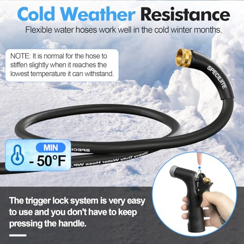 SPECILITE 3/4" Hot/Cold Garden Water Hose 75 ft, -50℉-158℉, Black - size: 3/4in x 75ft