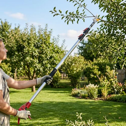 10FT Telescopic Pole Pruner, Extendable Tree Pruner with Fruit Picker