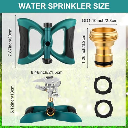 Jingmore Lawn Impact Sprinkler Heavy Duty Rotating Adjustable Pulsating Water Sprinkler Head with Metal Base, Adjustable Spraying Area and Distance for Garden Lawn Yard Irrigation(Blue,1 Packs)