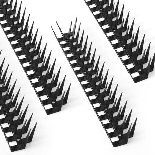 Bird Spikes, 40 Pack Bird Deterrent Spikes for Outside, Pigeon Squirrel Raccoon Cat Anti Climb Spikes, Durable Plastic Animal Barrier for Fence Roof Balcony Railing 40 Feet(12m) - color: Black, size: 40 Feet