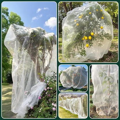 KEOHOLI 12x12 FT Large Fruit Tree Netting Bags with Zipper and Drawstring, Insect Bird Barrier Netting Plant Covers for Fruit Vegetable Trees, Bushes,Flower in Garden (12 * 12ft, 1Pack) - size: 12*12ft (1Pack, White)