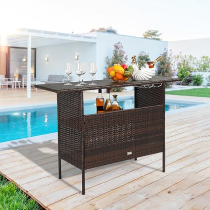 VINGLI Outdoor Storage Cabinet with Wheels, Waterproof Woven Rattan with Double Magnetic Doors, Mobile Multi-Purpose Cabinet for Storage, Buffet Server, Bar Table, Potting Bench (Classic) - size: Classic