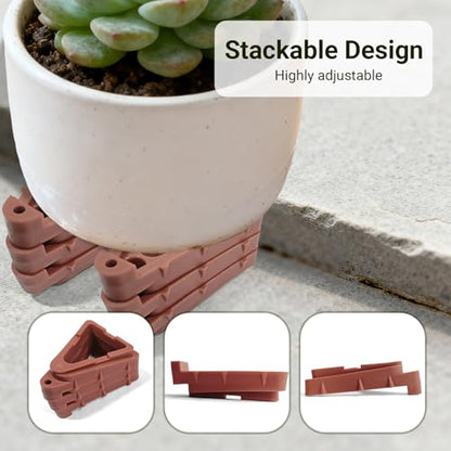 12PCS Large Pot Risers for Outdoor Indoor Planters, Non-Slip Triangular Plant Pots Feet Outside, Invisible Flower Pot Toes Stand Lifter for Drainage & Airflow (Black)