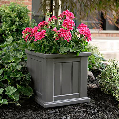 Mayne Cape Cod 14in Square Planter - Graphite Grey - 14in x 14in x 14in - Polyethylene - Built-in Water Reservoir (4836-GRG) - color: Graphite Gray, size: 14in