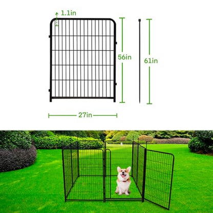 Getlay Doorless Dog Digging Fence Barrier,56in(H) 10 Panels Total 22.1 Ft(L), Black Metal Fencing for Yard 4.6ft Tall, Dog Fence Outdoor for Yard, Fences for Garden Beds, Garden Fencing Border - size: 56''(H)-10panels-22.1ft(L) no gate