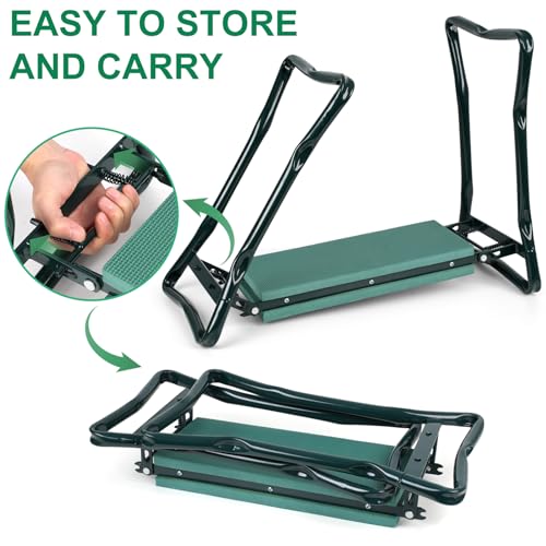 Foldable Garden Kneeler and Seat, Gardening Bench for Kneeling and Sitting, Garden Helper Seat with Tool Pocket, Eva Soft Foam Pad for Kneeling and Seating, Gifts for Women Men Seniors Gardener