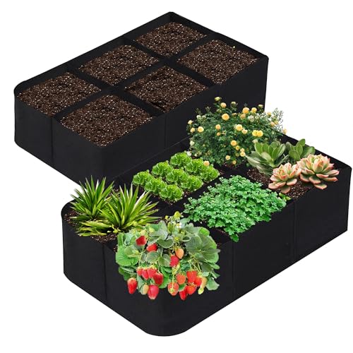 6 Grids Plant Grow Bags, 4x2x1ft. 57 Gallon Potato Tomato Planter Bags