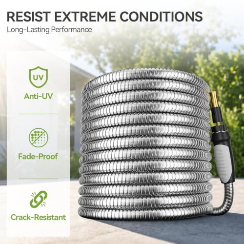 SPECILITE Expandable Metal Garden Water Hose 50 FT with Adjustable Nozzle - size: 50FT