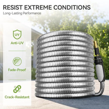 SPECILITE Expandable Metal Garden Water Hose 50 FT with Adjustable Nozzle - size: 50FT