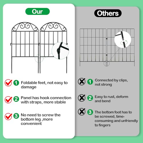 ADAVIN Collapsible Garden Fencing 24 inch high, 10 Panels Animal Barrier - color: Black, size: 24in(H)x12in(L) 10 Panels