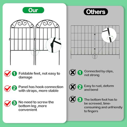 ADAVIN Collapsible Garden Fencing 24 inch high, 10 Panels Animal Barrier - color: Black, size: 24in(H)x12in(L) 10 Panels