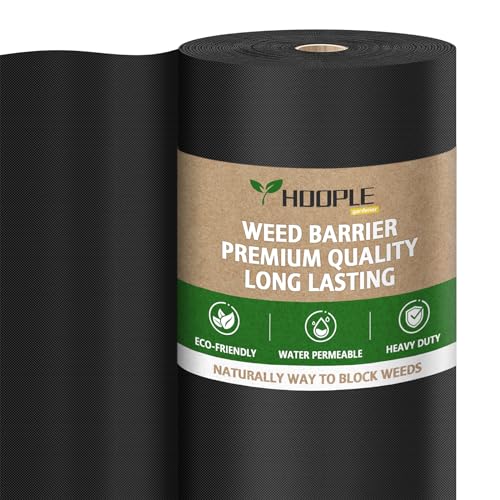 HOOPLE 4ftx180ft Weed Barrier Fabric Heavy Duty | Landscape Fabric | Commercial Woven Geotextile for Gardens, Driveways & Flower Beds | Thick Weed Control Landscaping Fabric - size: 4ft*180ft