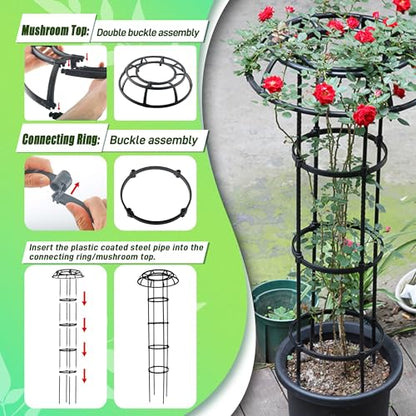 Quibbay 65 Inch Mushroom Top Garden Trellis for Climbing Plants, 1 Pack - style: 5 Floors-10*65IN