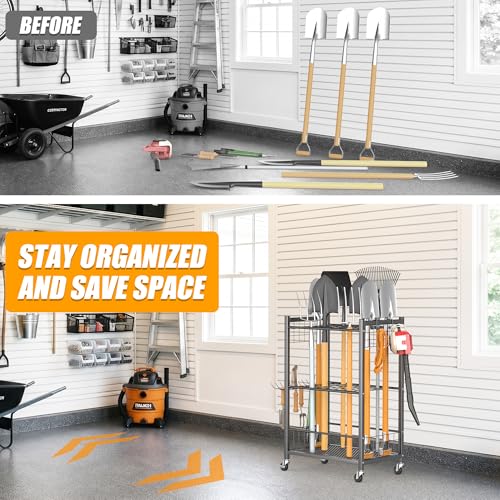 Ultrawall Garden Tool Organizer with Wheels, Yard Tool Storage Stand - size: Medium