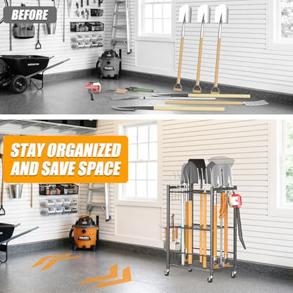 Ultrawall Garden Tool Organizer with Wheels, Yard Tool Storage Stand - size: Medium