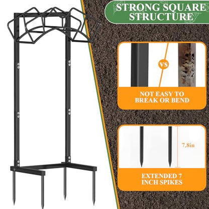 Qatsrin Super Stable Garden Hose Holder, Water Hose Reel holds 160ft, Black - color: Black