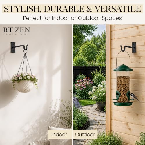 RTZEN Plant Hangers Outdoor or Indoor Heavy Duty Wall Bracket Hooks - size: 10 Inch, style: Shepherds Hooks