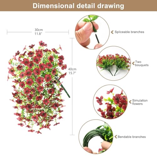 ZFProcess Artificial Hanging Flowers for Outdoors Fall Decoration - color: Brown