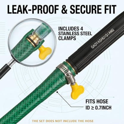 High Pressure Garden Hose Nozzle, 2-Pack Clamp-On Water Sprayer, 3 Modes