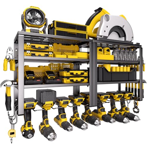 Spampur Power Tool Organizer Wall Mount - size: 4 shelves 4 slots (2 pack) without power strip