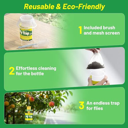 2 Packs Reusable Fly Traps Outdoor, Hanging Flies Killer & Catcher