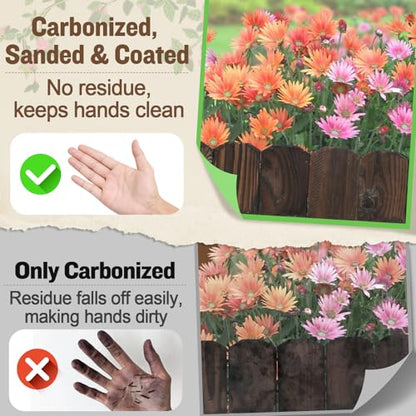 9.6ft L x 3.9in H Landscape Edging - 2 Packs Sturdy Anti-Corrosive Wood Garden Edging Border, Low-Profile Blends into Nature, for Yard Flower Bed Path Decorative Tree Fence