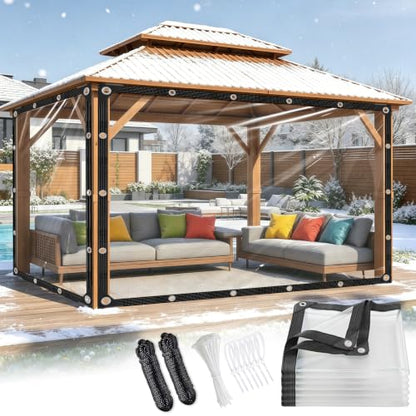 Clear Tarps Heavy Duty Waterproof 6x14ft Clear Vinyl Tarp 14mil Clear Tarp with Grommets Thickened Tear-Resistant Clear Tarps for Outdoor Porches Enclosure Chicken Coop Greenhouse Patio - size: 6x14FT