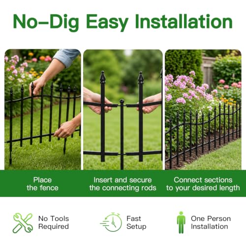 No Dig Garden Fence Panels, 10 Panels, 24in H x 22ft L - size: 10 Panels - 24in(H) x 22ft (L)