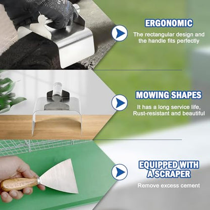 Concrete Curb Trowel, Concrete Curbing Tools, Landscape Curb Trowel with Putty Knife(Rectangular)