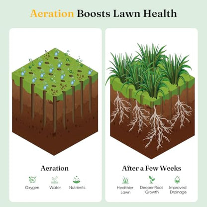 Grenebo Lawn Aerator Tool with 16 Spikes, Manual Yard Aerator, Gray - color: Black Gray