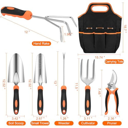 APSARAS USA Gardening Tool Set,Stainless Steel Heavy Duty Gardening Tools, Garden Tool Set with Non-Slip Rubber Grip,600D Oxford Cloth Storage Tote Bag, Perfect Garden Tools Gifts for Father - style: Stainless Steel Heavy Duty