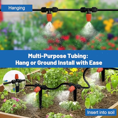 Misting Drip Irrigation System for Garden Watering,Raised Bed 60FT - size: 60FT