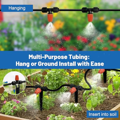 Misting Drip Irrigation System for Garden Watering,Raised Bed 60FT - size: 60FT